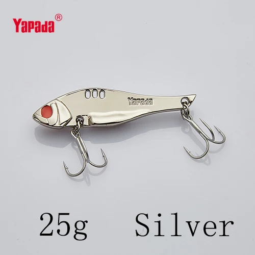 Silver 25g YAPADA VIB 307 длинный нож 10 г/15 г/20 г/25 г тройной крючок 50 мм/57 мм/65 мм/68 мм Металл VIB разноцветные рыболовные приманки - Цвет: Silver 25g