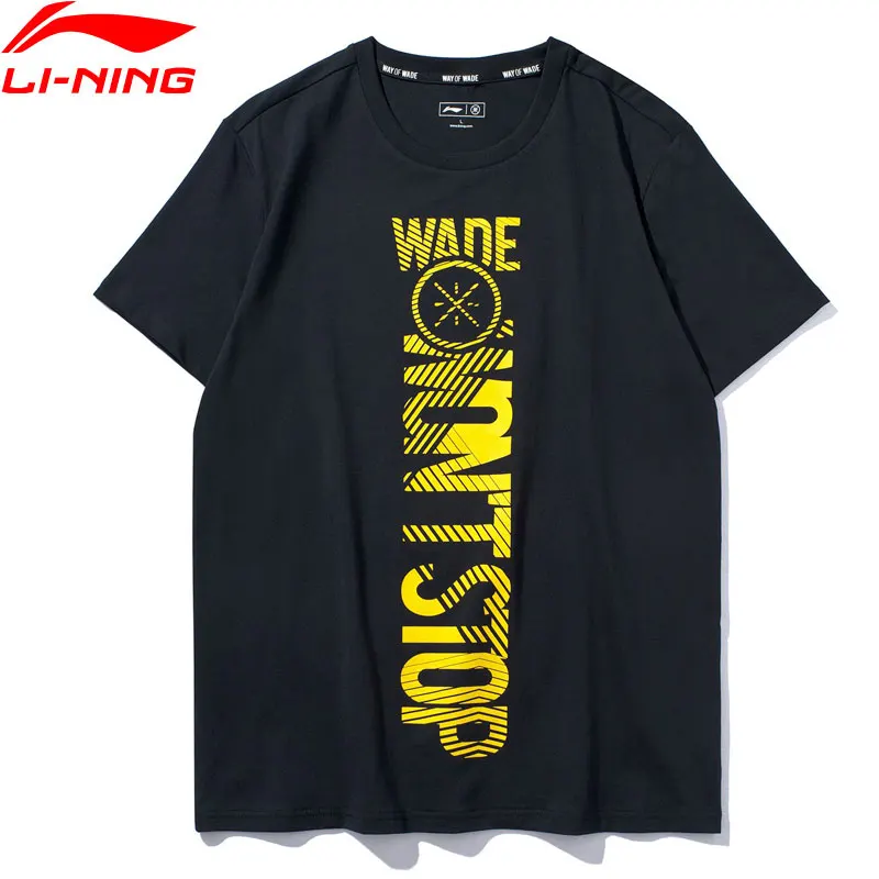 Li-Ning, Мужская футболка с коротким рукавом, серия Wade, 95% хлопок+ 5% спандекс, дышащая, обычная посадка, подкладка, спортивные футболки, AHSP183 CAMJ19
