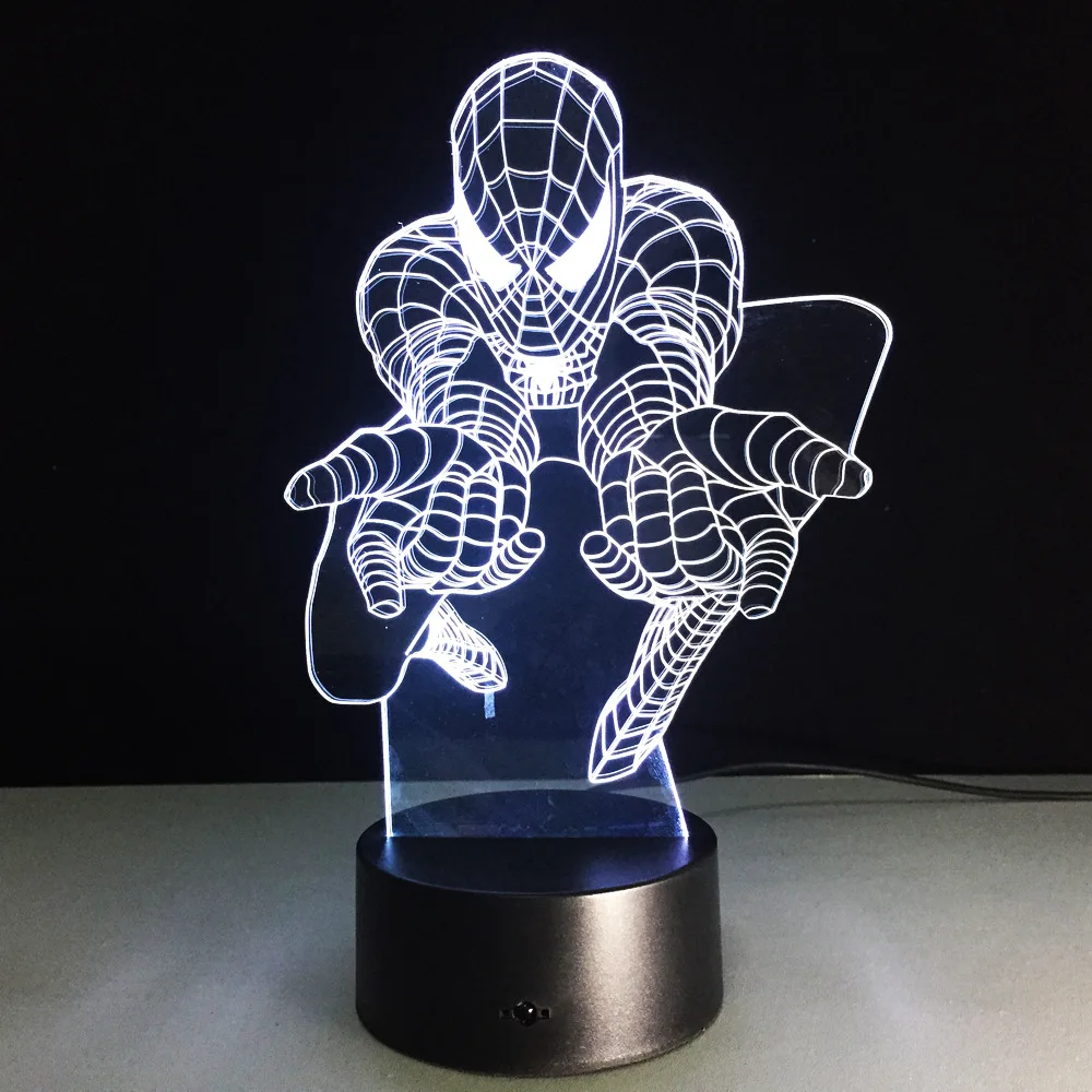 3D меняющая настроение лампа вспышка игрушка Капитан Америка Человек паук