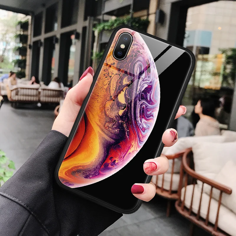 Чехол из закаленного стекла для iPhone 7 Plus, Роскошный чехол для телефона с Луной для iPhone XS Max X XR, чехол для iPhone 8, 6, 6S Plus, 9, 10, чехлы из ТПУ - Цвет: xpingbao
