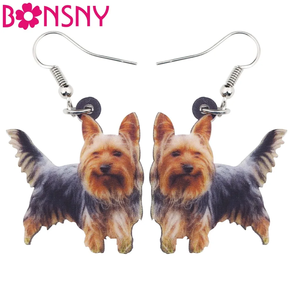 

Bonsny Acrylic Cute Yorkshire Dog Earrings Big Long Drop Dangle Novelty Animal Pet Jewelry For Girls Women Ladies 2018 News