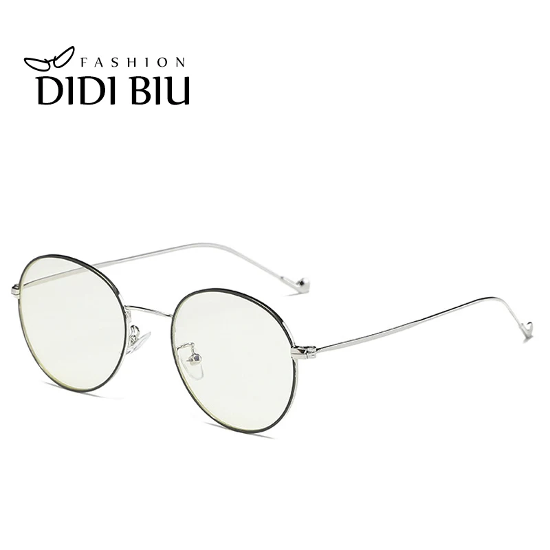C3 Black Silver DIDI, очки для компьютера с защитой от синего излучения, маленькие круглые очки, оправа из розового золота, ретро металлические очки, прозрачные очки, бренд Lunette W790 - Цвет оправы: C3 Black Silver