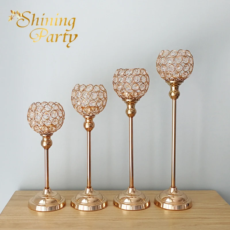 Блестящий хрустальный подсвечник для вечеринки золотой свадебный центральный