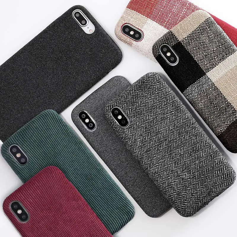 Cloth Texture Soft case For iphone 7 8 6 6s plus Case X Xs max XR Ultra Thin Canvas Grid Pattern Phone cases |