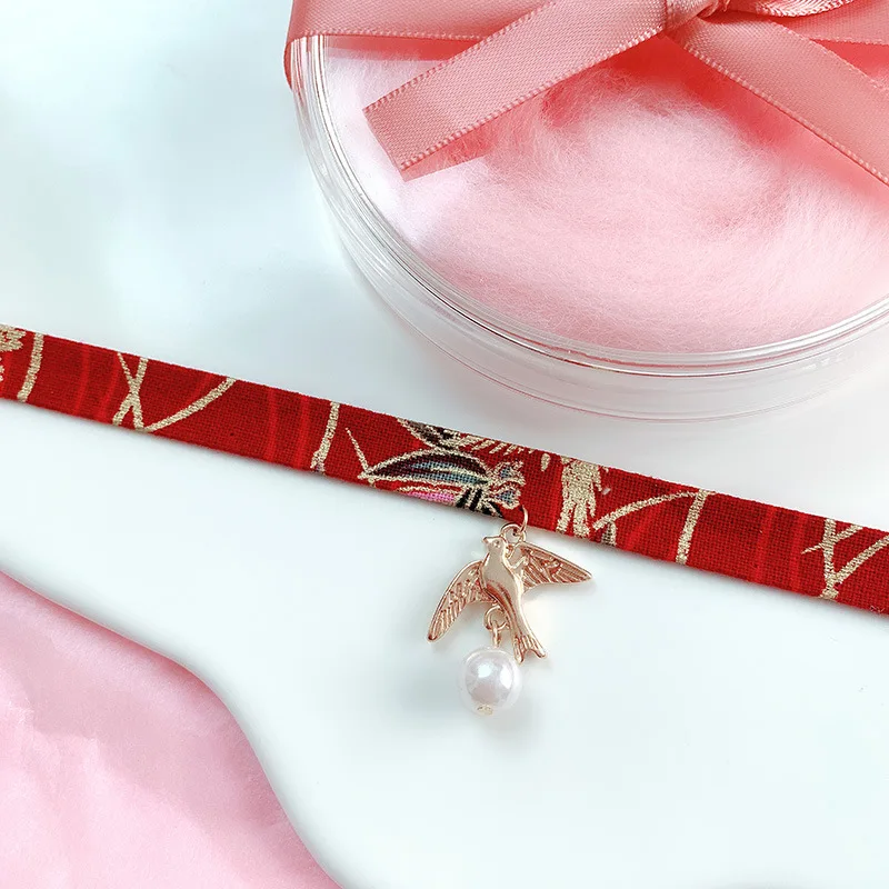 DoreenBeads классический японский стиль лента веревка кукла чокер милый романтический женский птица кошка Карп короткое ожерелье с подвеской, 1 шт