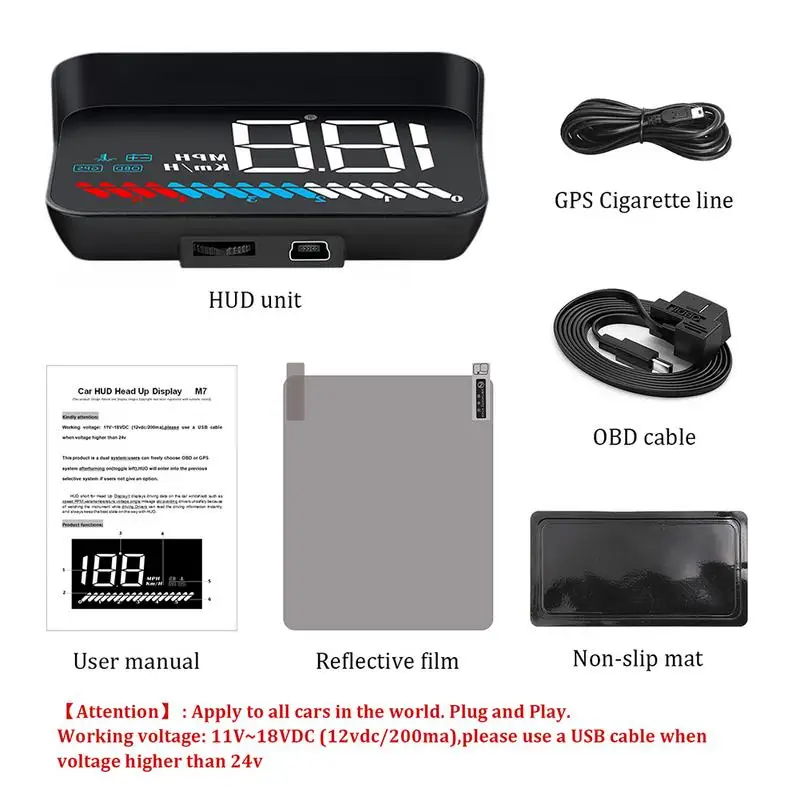 Универсальный M7 2 в 1 Автомобильный HUD OBD2 OBDII бортовой компьютер gps дисплей для всех