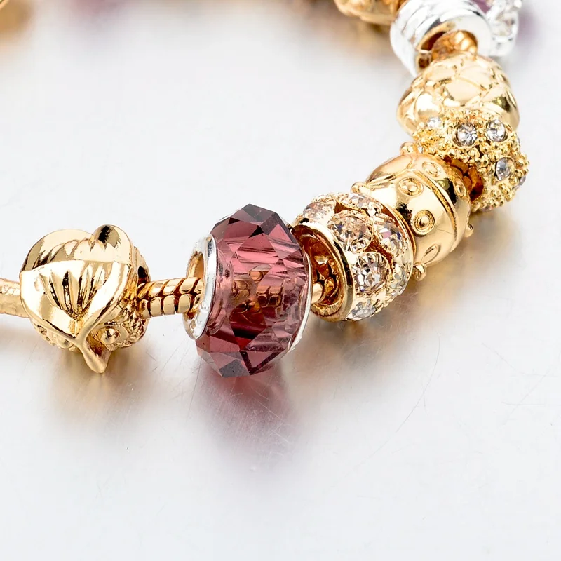 Женский браслет с кристаллами ATTRACTTO золотой из цепи роскошные украшения Sbr150331