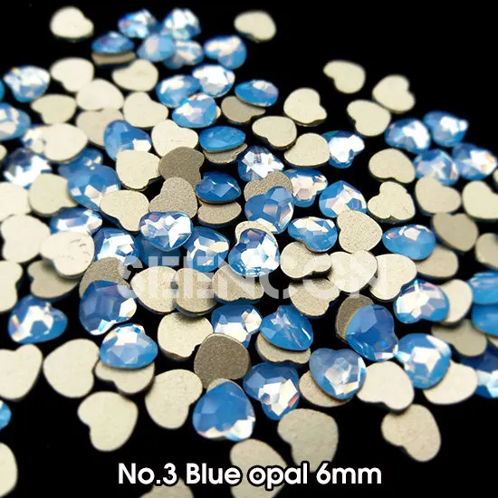 3 blue opal Япония nail art 10 шт./лот 6 мм надписи Sweet Love Heart Стразы для маникюра, высшее качество, аксессуары со стразами с плоской задней частью - Цвет: 3 blue opal