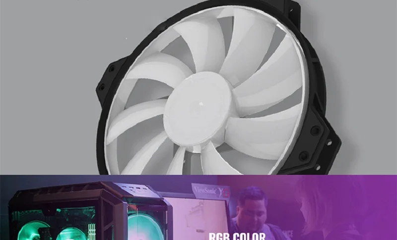 Cooler Master MF200RGB, 20 см, 12 В, RGB, чехол для ПК, вентилятор охлаждения, 200 мм, тихий компьютер, большой вентилятор, костюм для охлаждения процессора, жидкостное охлаждение