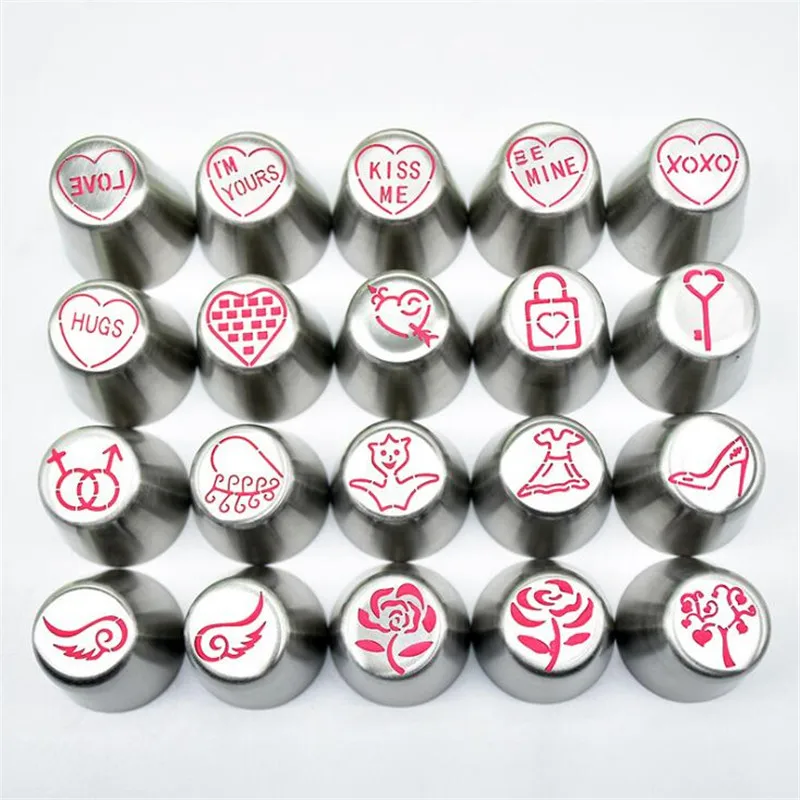 1PC Girl Dress High Heels Lock Letters Stainless Steel Russia Icing Piping Tips Valentine's Day Cake Decorating DIY Dessert