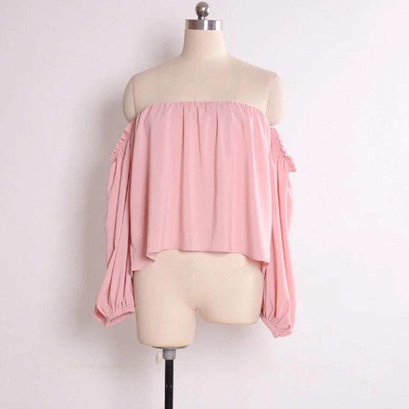 2019 Sexy Off Shoulder crop Tops Spring Summer Strapless Women Blouse Slash Neck Shirts Elegant Solid White Casual Loose Blusas | Женская