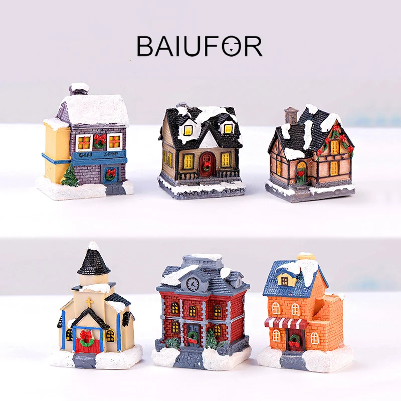 BAIUFOR миниатюрный дом Санта и вилла статуэтки для террариума Феи сад миниатюры