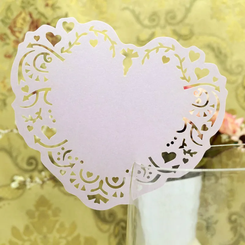 100 шт. лазерная резка стеклянная чашка визитница любовь сердце полые формы Место