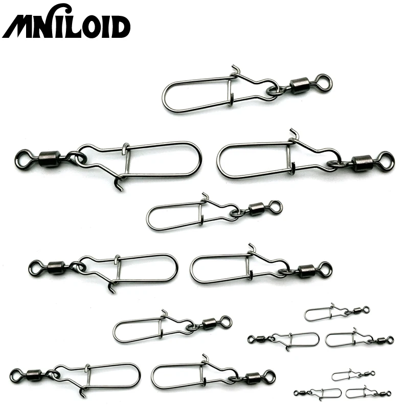Рыболовный соединитель MNILOID 100 шт./лот вертлюг с хорошей защелкой рыболовные