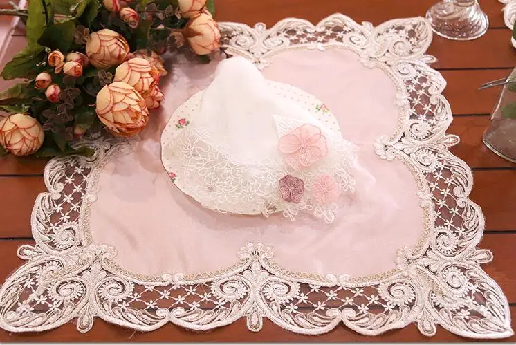 Pink Новинка, красивая кружевная подставка, 4 шт./партия, европейская розовая и белая скатерть, романтическая, Dec,, FG787 - Цвет: Pink