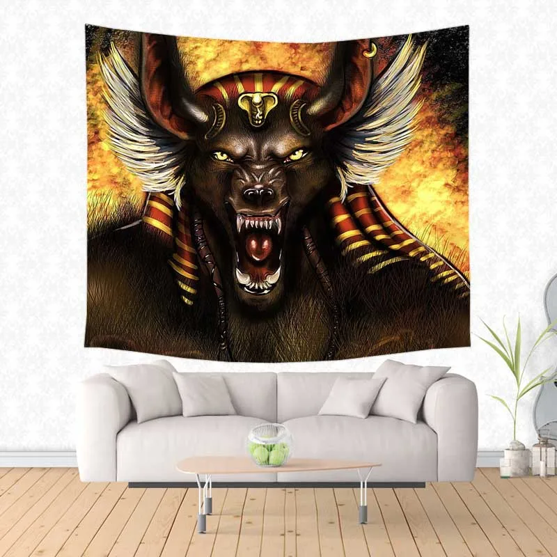 Anubis Print Tapestry Wall Hanging Sandy Beach Throw Rug Blanket Camping Tent Travel Mattress Sleeping Pad