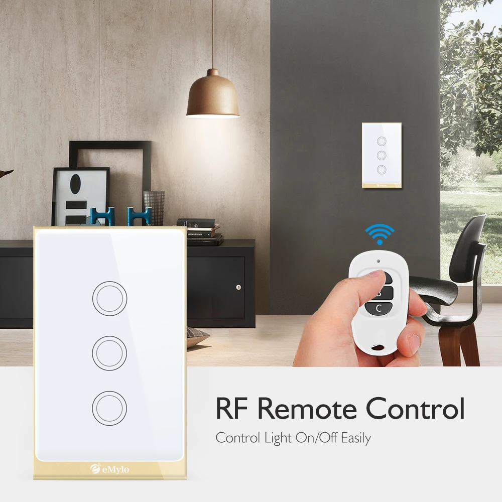 EMylo WIFI сенсорный выключатель света Умный переключатель AC 220V 3ch 433mhz беспроводной