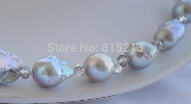 Ddh001450 серое ожерелье с кристаллами в стиле барокко REBORN PEARL|crystal necklace|necklace necklacepearl
