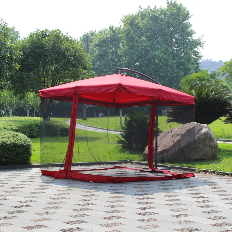 Billig 2,7 Meter Stahl Eisen Sonne Sonnenschirm Sonnenschirm Terrasse Outdoor Möbel Abdeckungen Sonnenschirm Mit 4 Seiten Gaze