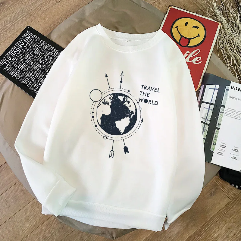Зимние женские толстовки и свитшоты новые космические Belior Harajuku Ins модные повседневные толстовки с длинными рукавами и буквенным принтом