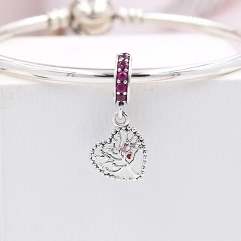 

Tree of Love Heart Pendant Charm 2018 Valentine Day 925 Sterling Silver Bead Fit Original PAN Bracelet DIY Jewelry