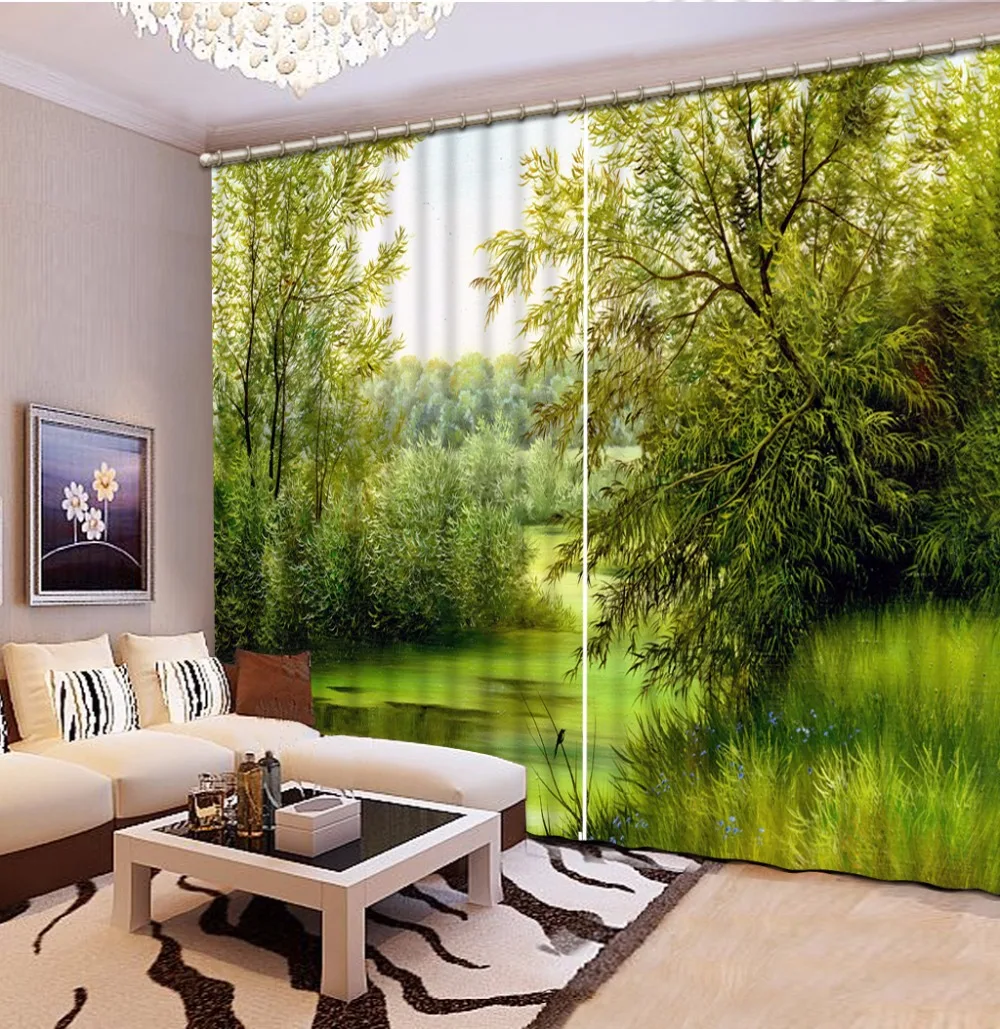 

Blackout 3D Curtains For Home Window Decoration tree landscape Bedroom Living room Curtains Polyester/Cotton Kitchen Curtains