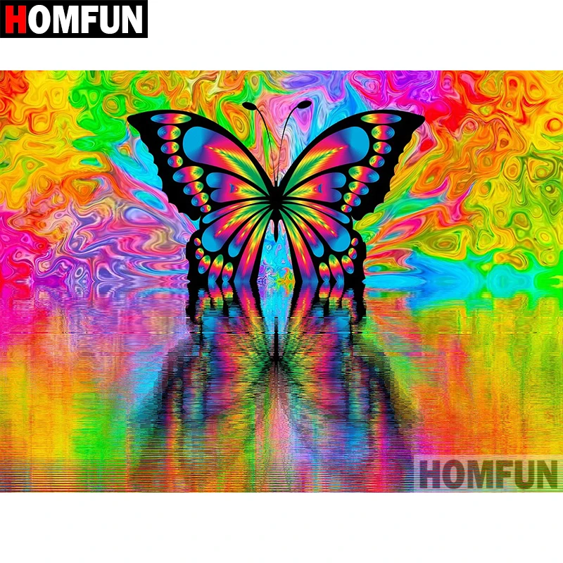 Алмазная живопись HOMFUN A07826 картина цветная бабочка с полными