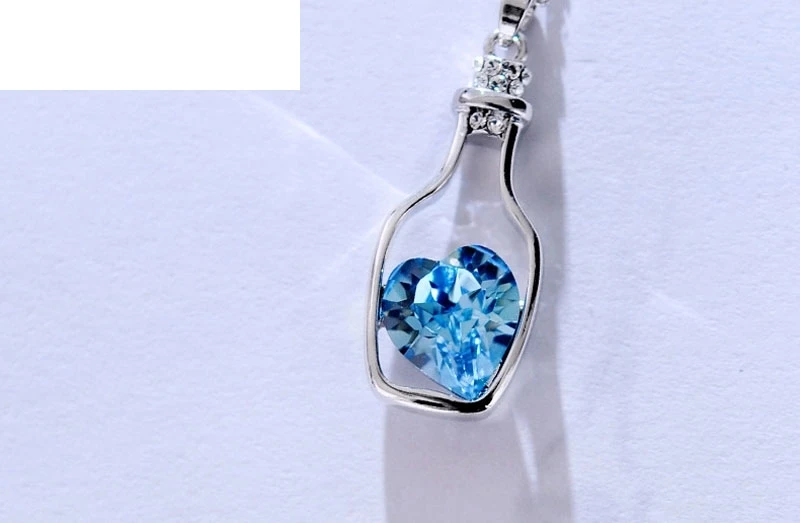 OTOKY новая женская мода популярное хрустальное ожерелье Love Drift bottle Uzun Kolye для