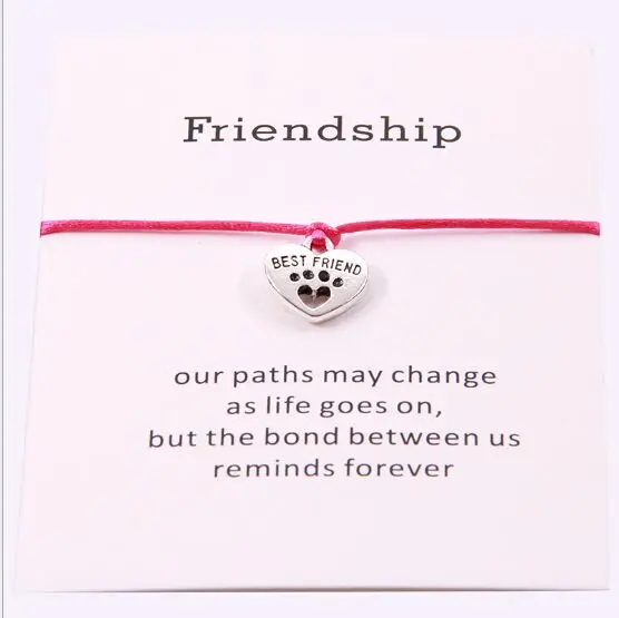 1 шт лучшие друзья сердце браслет с шармом дружба поздравление Открытка Подарок