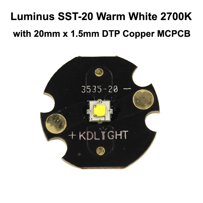 Luminus SST 20 J3 JA3 теплый белый 2700K CRI95 светодиодный излучатель с KDLITKER DTP Copper MCPCB (1