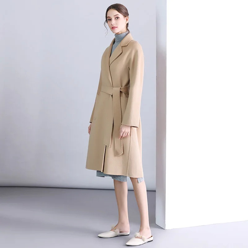 

2018 new arrival double-sided slim women's wholesale long loose woolen coat female solid color high quality outware