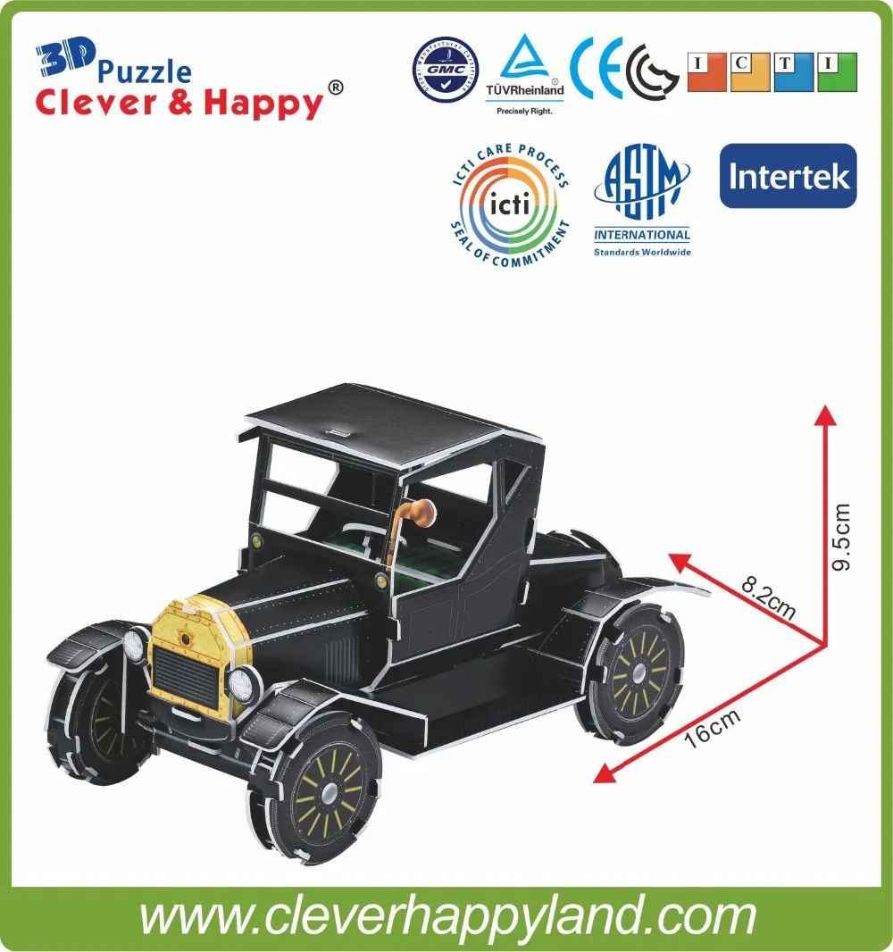 

New 2014 Clever&Happy 3d puzzle Ford Model T child puzzle early learning toy adult drawings handmade model learning & education