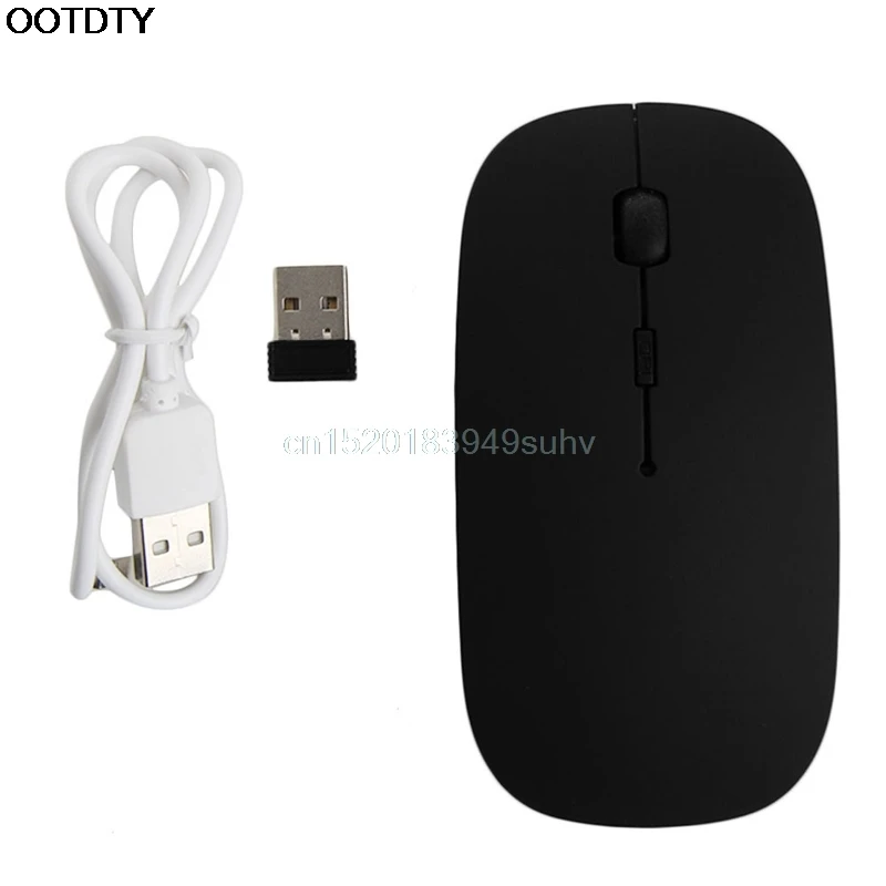 Black 2,4 ГГц Беспроводная мышь USB перезаряжаемая Бесшумная тонкая оптическая мышь для Apple ноутбука ПК компьютера - Цвет: Black