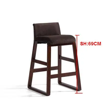 N seat height 69cm Твердый деревянный скандинавский барный стул современный минималистичный передний диван барный стул высокий стул - Цвет: N seat height 69cm