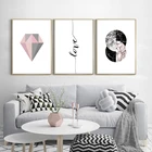 SURE LIFE современные абстрактные розовые серые геометрические алмазные картины на холсте Любовь Настенные картины плакаты принты Декор для гостиной