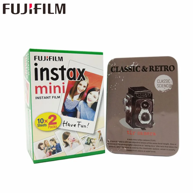 Белая пленка Fujifilm Instax Mini 20 листов оловянная коробка мгновенная фотобумага для