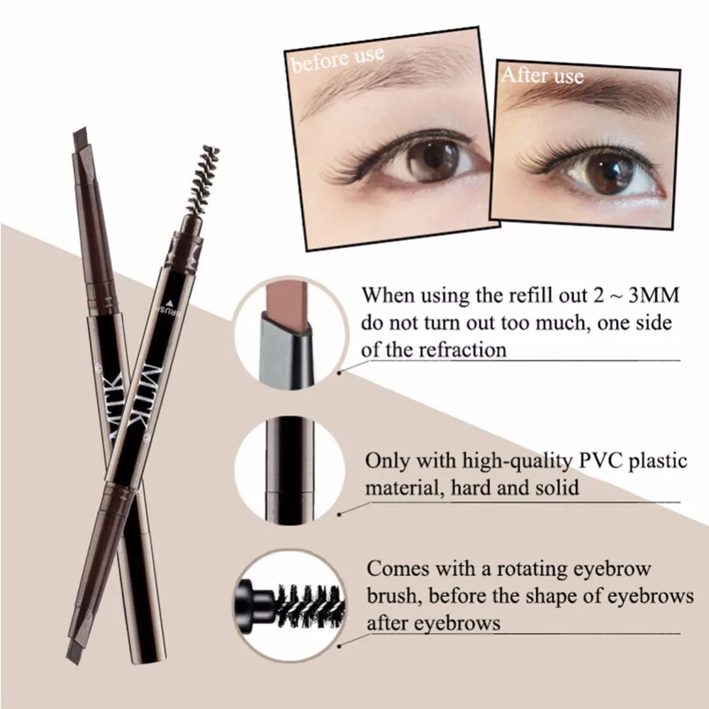 Карандаш для бровей водостойкий черный и коричневый макияж тени бровей|eyebrow