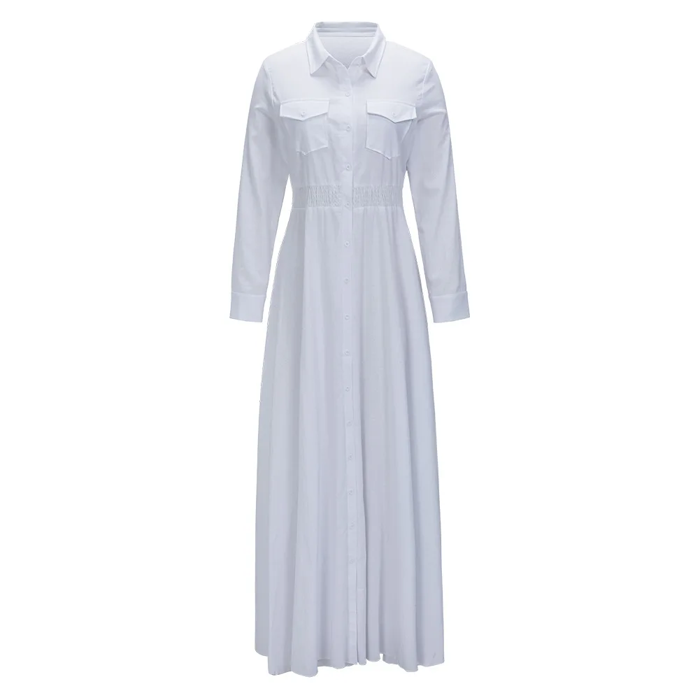 Женское платье рубашка макси с длинным рукавом и V образным вырезом|maxi shirt dress|shirt