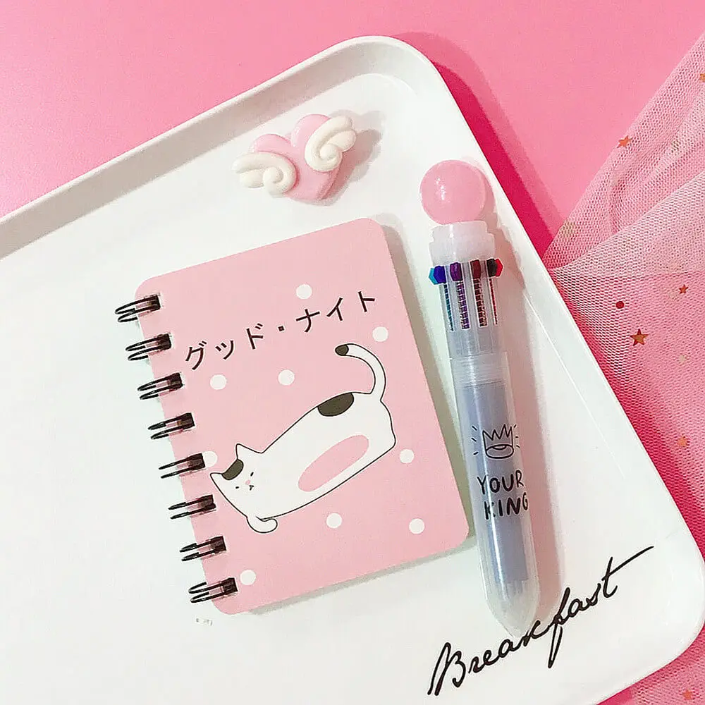 D Kawaii мультяшный блокнот с небольшой свежей катушкой мягкий блокнот портативный Дневник Книга планировщики офисные канцелярские принадлежности студенческий подарок - Цвет: D