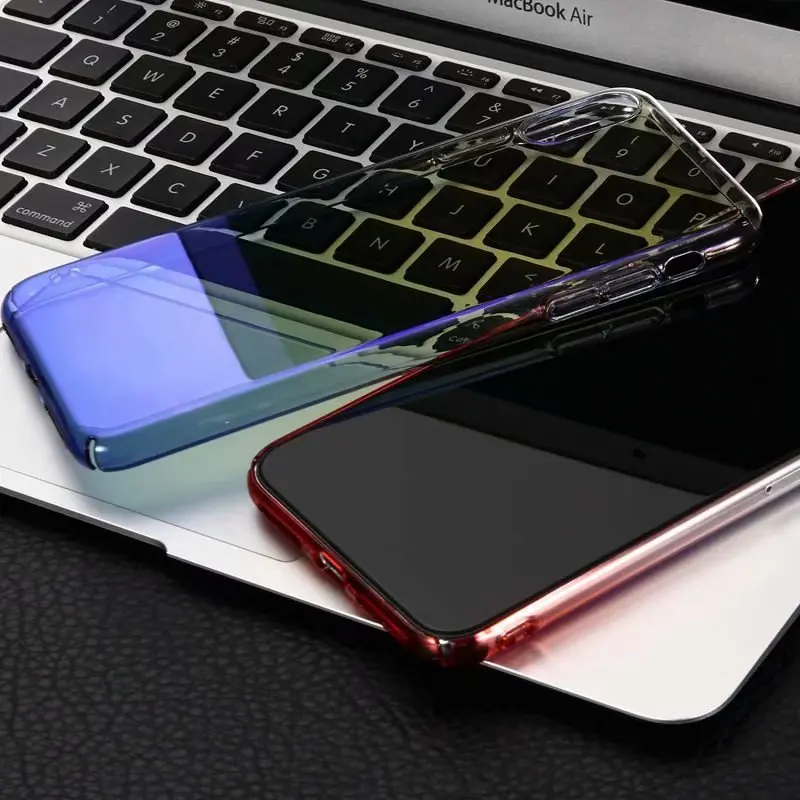 Аврора градиент глянцевый кристалл полная защита Жесткий Чехол для iphone XS max XR 6 6s