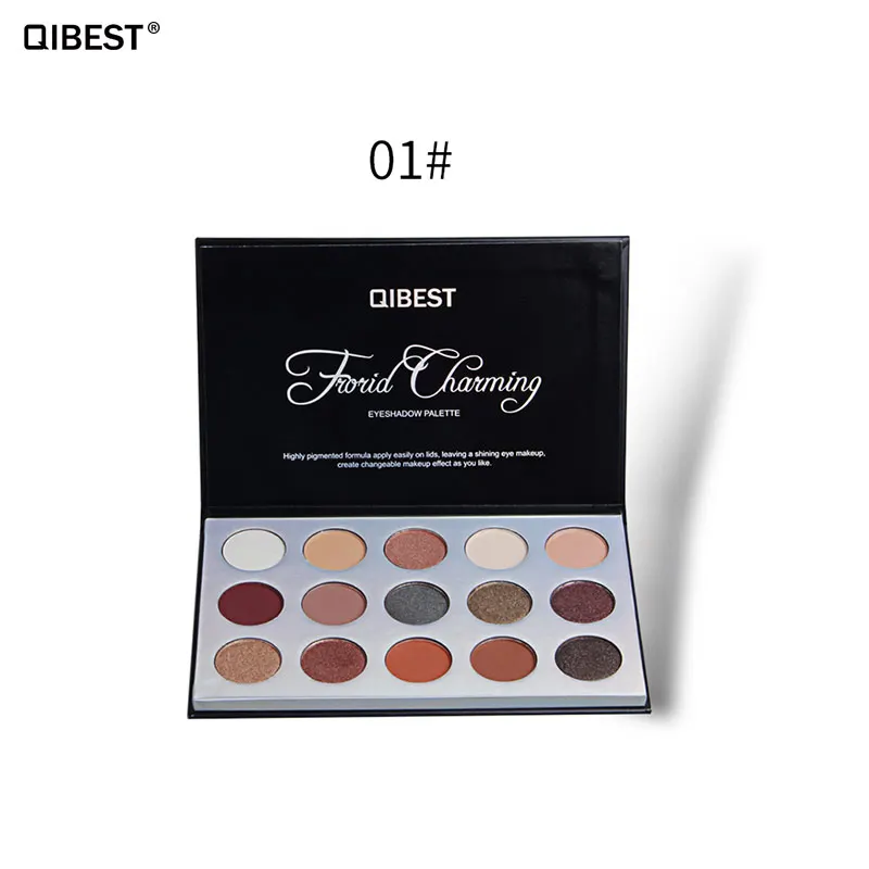 Qibest-E18054-1 Qibest 15 цветов закат тени для век Палитра хайлайтер мерцающий матовый Пигмент Блеск Тени для век Пудра Палитра Косметика - Цвет: Qibest-E18054-1