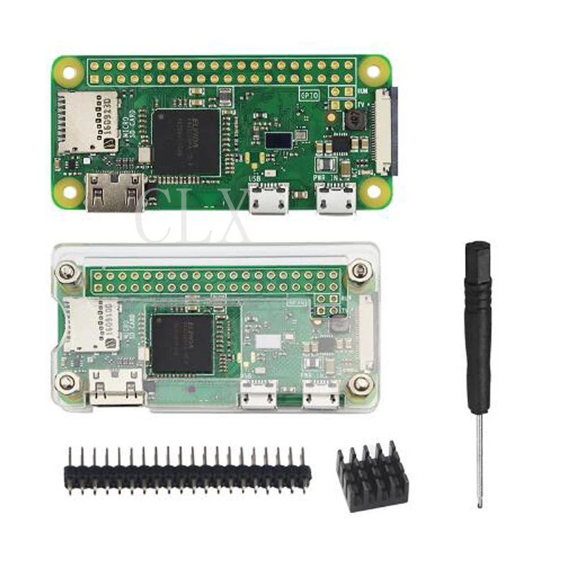 Raspberry Pi Zero W начальный комплект 5 Мп камера + Официальный чехол радиатор 2x20