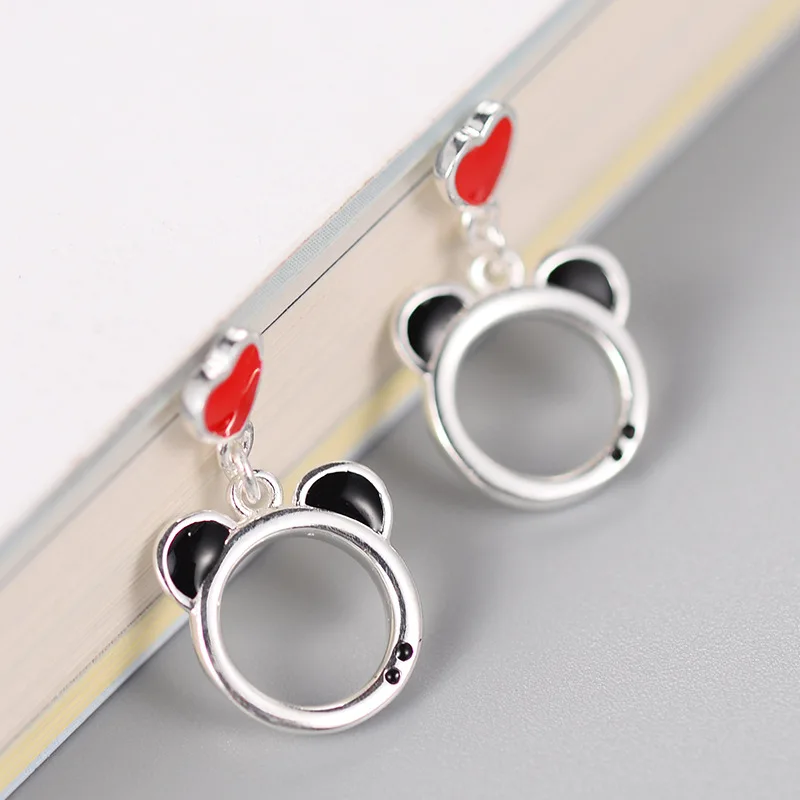 

Daisies Cute Red Heart Cat Stud Earrings 925 Sterling Silver Earrings Pendientes Brincos Statement Jewelry 1pair