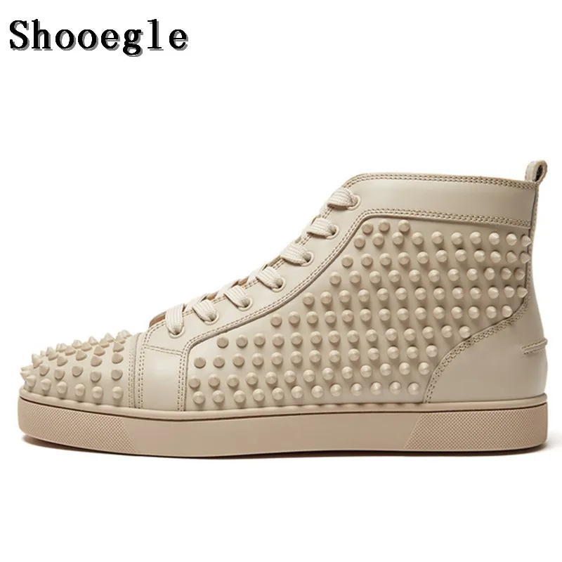 SHOOEGLE/Модная белая мужская обувь с заклепками Повседневные эспадрильи Ботильоны