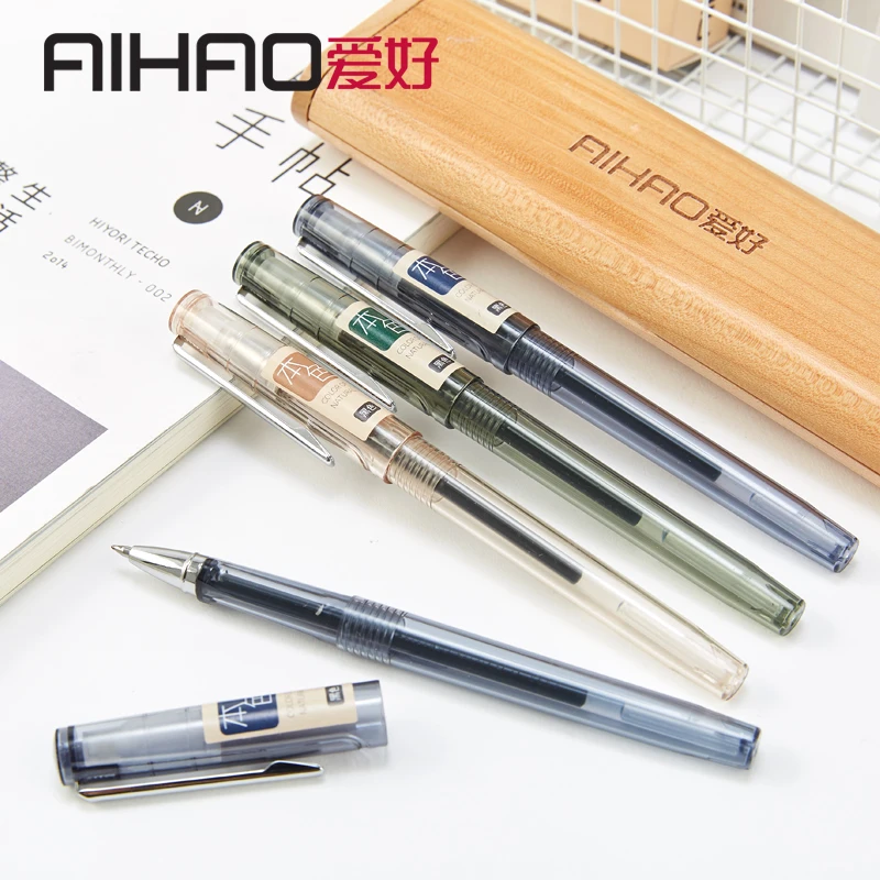AIHAO брендовая нейтральная ручка черного и серого цвета деловая авторучка 12 шт.