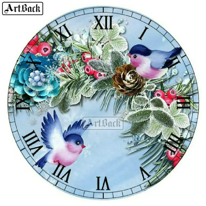 New 25 style 5d diamond painting wall clock bird butterfly animal icon diy full square round mosaic 3d embroidery | Дом и сад