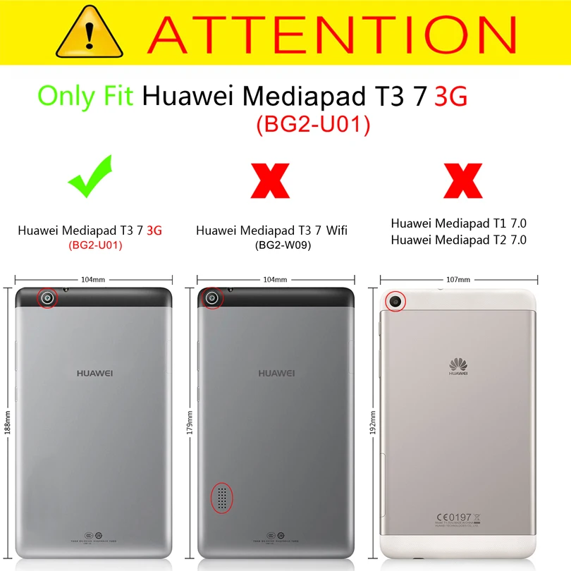 Ультратонкий чехол для Huawei Mediapad T3 7 3G дюймов 2017 планшет искусственная кожа Умный