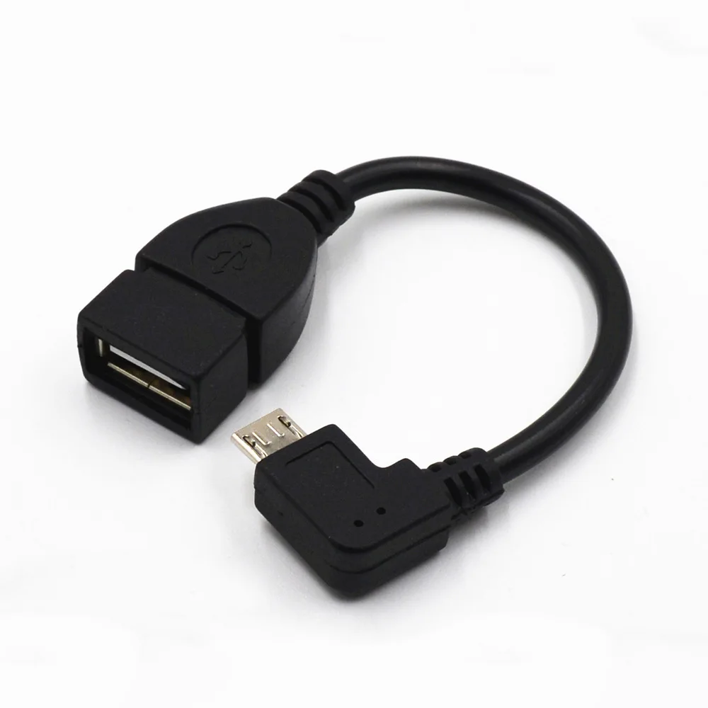 Переходник OTG с прямым углом 13 см USB A мама Micro B папа черный для телефонов Samsung LG Xiaomi