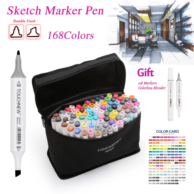 Touchnew 20/30/40/60/80 цветные маркеры манга для рисования ручка на спиртовой основе эскиз