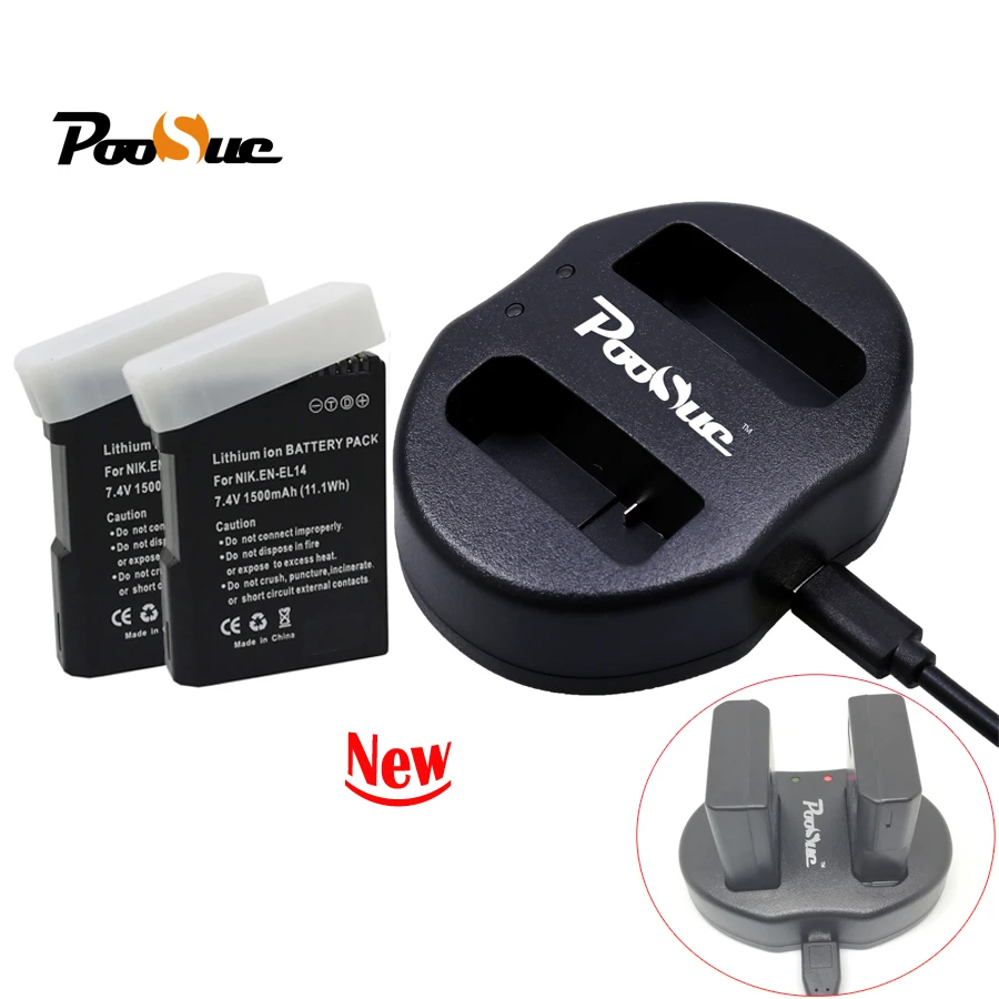 Двойное зарядное устройство USB для Nikon P7800,P7700,P7100,P7000,D5500,D5300,D5200,D3200,D3300,D3100